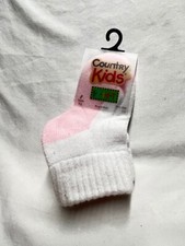 Country Kids Socks-Pink and White SPorts Sock- Shoe Size 1-4