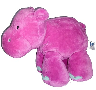 Baby Gund HIPPO Hot Pink Soft 13in Chubby Plush Teal Blue Toes 4060025  Animal