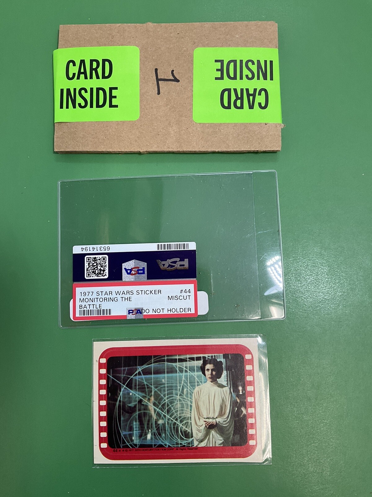 1977 Star Wars Sticker 44 Monitoring The Battle PSA Miscut Do No