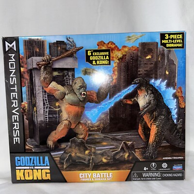 Monsterverse City Battle Godzilla vs Kong 6  Figures & Diorama Set Playmates NEW