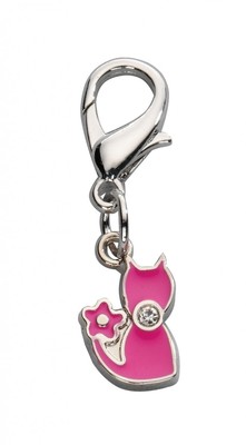 Ahänger Beauty Cat Katze 2x1cm CZECH CRYSTAL Pink Zipper