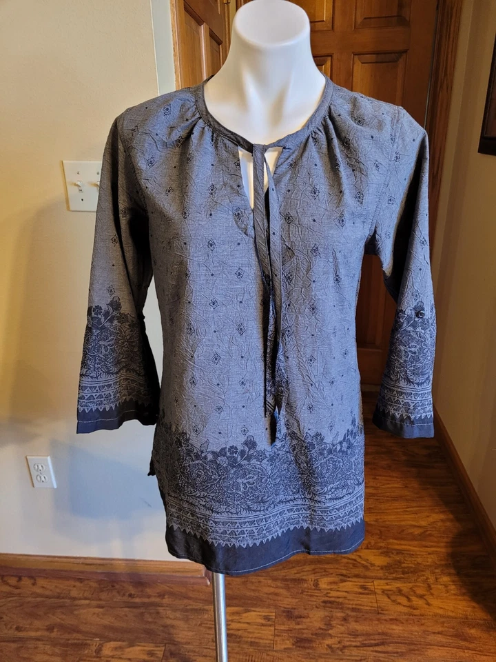 Top túnica mujer Exofficio S gris floral cachemira  Foto 2 de 4