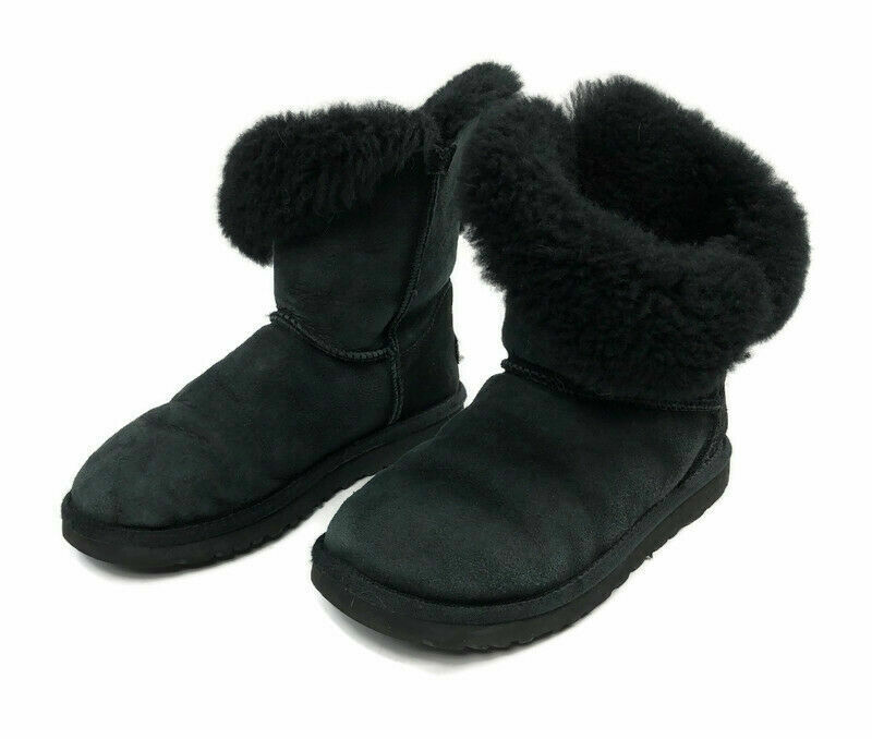 Ugg Classic Bailey Button Black Leather Sheepskin… - image 6