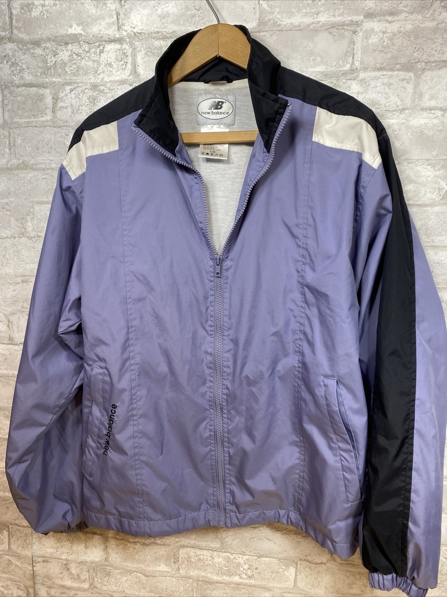 New Balance Nylon Wind-Breaker Jacket Zip Front Purple Black Women’s Large