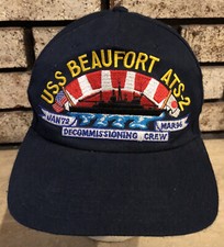 USS Beaufort NAVY HAT CAP ATS-2 1972-1996 Decommissioning Crew Strapback v