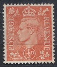 1951 GVI 1/2d PALE ORANGE WMK INV USED/NO GUM OR PMK SG503Wi