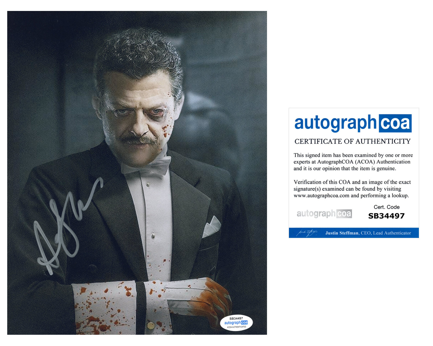 Andy Serkis signed Autogramm The Batman ALFRED 8x10 Foto ACOA Authenticated F