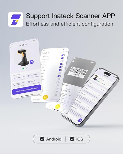 Inateck Bluetooth Barcode Scanner 2D QR Code telligenter Ladestation 2600 mAhin - Bild 8 von 11