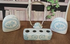 Porcelaine De Paris ensemble Salle De Bain Décor Floral Bleu