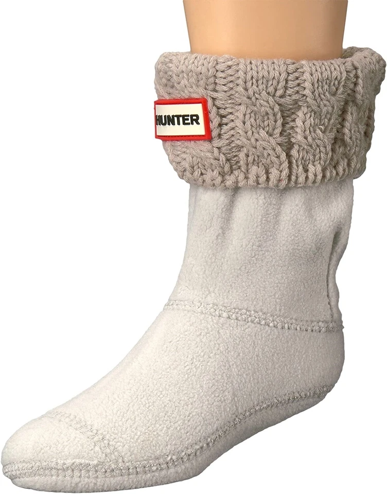 Hunter 241767 Kids Half-Cardigan 6 Stitch Cable Boot Socks Griege Size X-Large - Image 2 of 2
