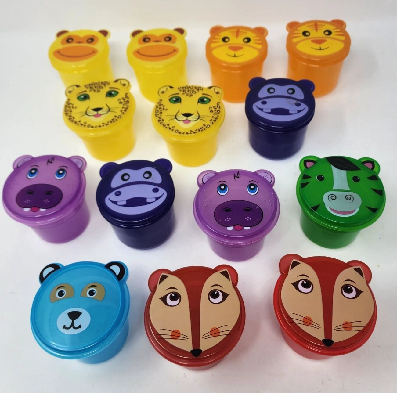 animal friends snack containers w/Lid task activity boxes colorful plastic 14 pc