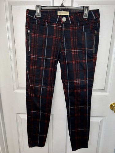 Democracy Dark Navy Red Plaid Pants 