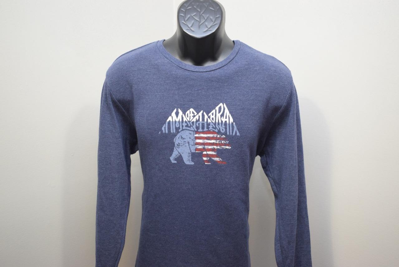 39331 Mens Lucky Brand Long Sleeve Blue Graphic Thermal Shirt Size