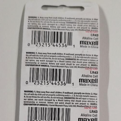10 x Maxell LR43 (10 Pieces) SR43 1.5V Alkaline Battery USA Seller EXP 2023 - Picture 2 of 2