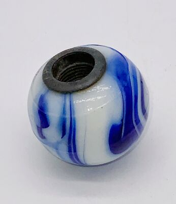 #ad Vintage white blue Agate swirl shift knob old hot rod $135.00