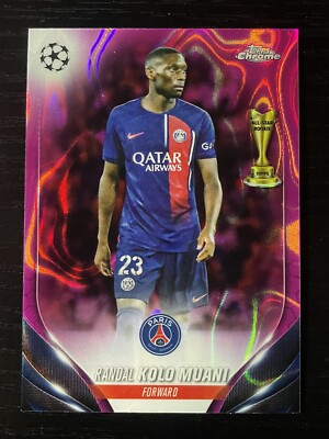 2023-24 Topps Chrome UEFA Randal Kolo Muani All-Star Pink Lava Refractor PSG #70