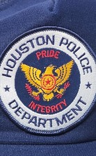 Vintage 80s Houston Police Department Trucker Hat SKM Snapback Mesh Made In USA
