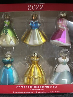 hallmark disney princess dress ornaments DISNEY PRINCESS Hallmark Ornament Set of 6 Glass Dresses Christmas Ornaments