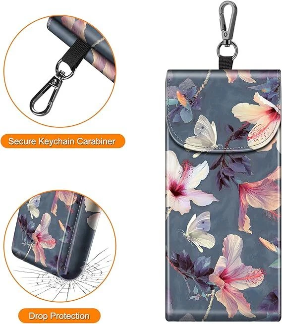 Estuche para gafas de cuero vegano portátil estuche para gafas dobles con mosquetón gancho Foto 4 de 4