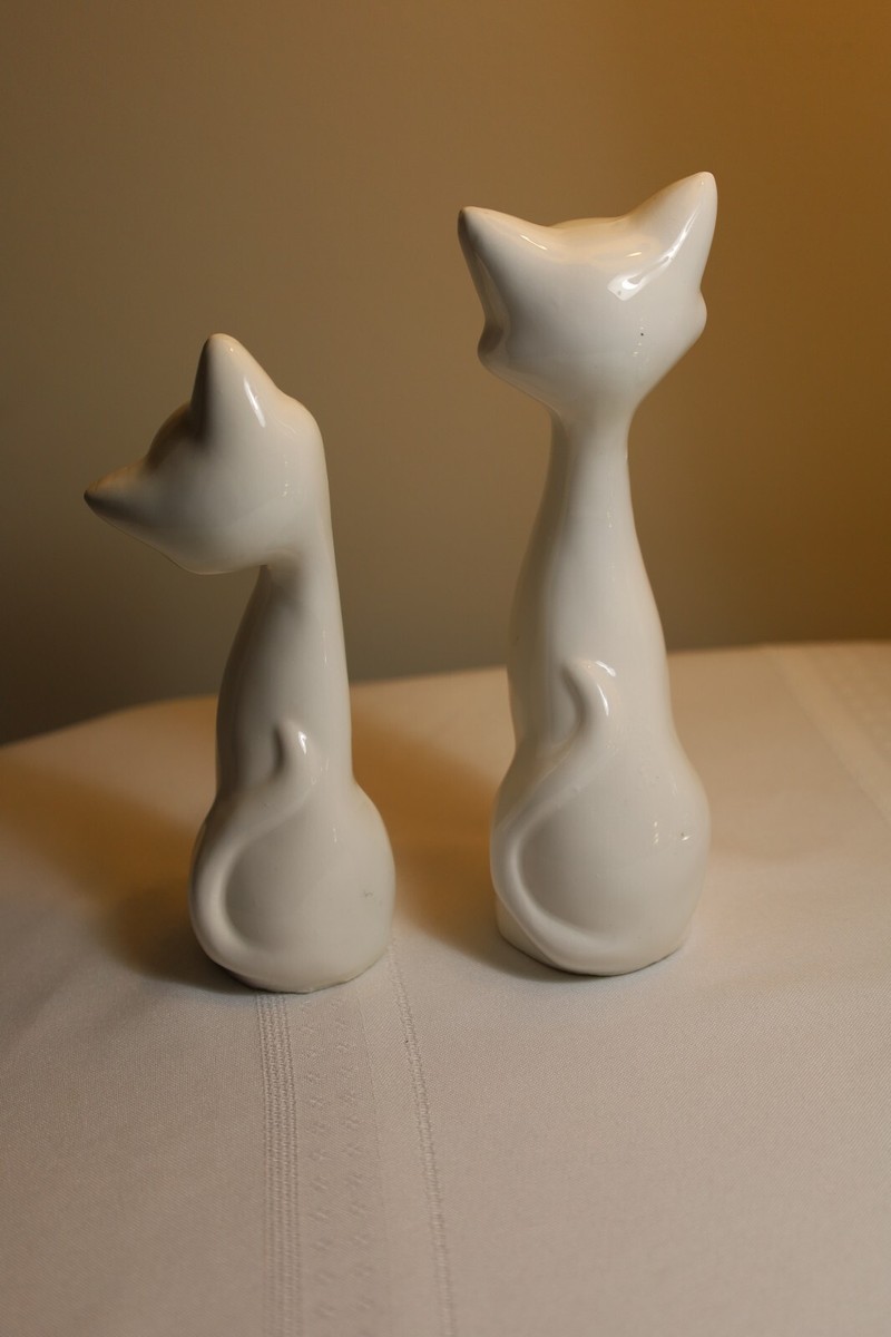 Vintage 1960's Long Neck Kitty Cat Ceramic Figurines ~ Set of 2 | eBay