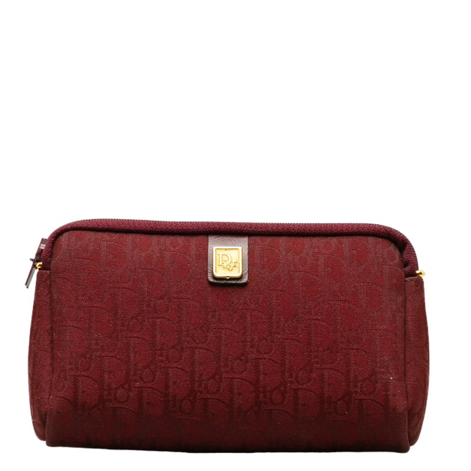 Très bonne pochette Dior Trotter toile rouge cuir femme W 17cm x H 10cm x D 4cm