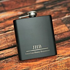 Hip Flask Personalised Monogram & Name - Birthday Xmas Wedding Stag Party