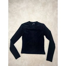 H&M Black Ribbed Long Sleeve Top | Small