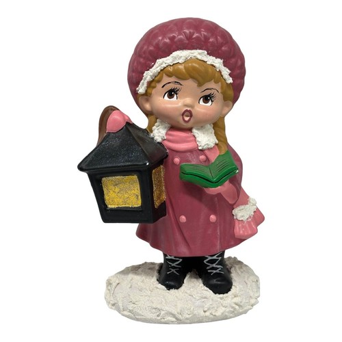 Pair Vintage Ceramic Christmas Carolers with Lanterns 9.5" Tall Boy Girl - Picture 5 of 13