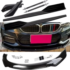 Fits BMW Front Rear Bumper Lip Spoiler+Splitter Body Kit Side Skirt Glossy Black