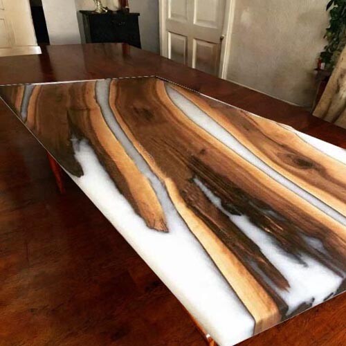 White Epoxy Table Wooden Dining Room Furniture For Home Decor