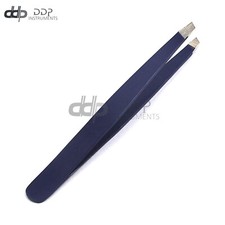 Stainless Steel Professional Slant Tweezer Blue Hair Remover Beauty Makeup