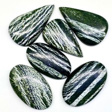 6 Pcs Natural Chrysotile Serpentine 44.7-49.6mm Loose Cabochon Gemstones Lot
