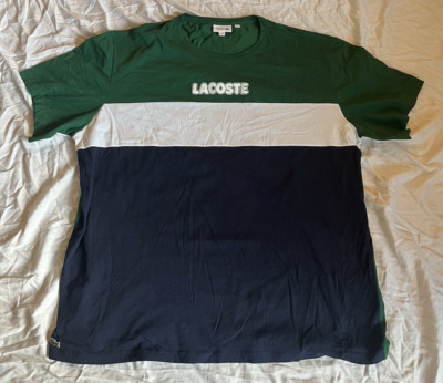LACOSTE MENS PRE-OWNED T-SHIRT GREEN/NAVY 4XLB