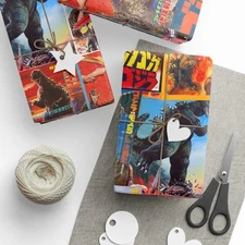Vintage Godzilla Wrapping Paper, Retro Kaiju Gift Wrap for Birthdays & Holidays