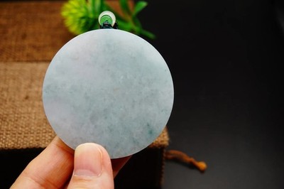 Certified Natural Grade A Jade Jadeite  Flower Green blue Circle Donut Pendant 2