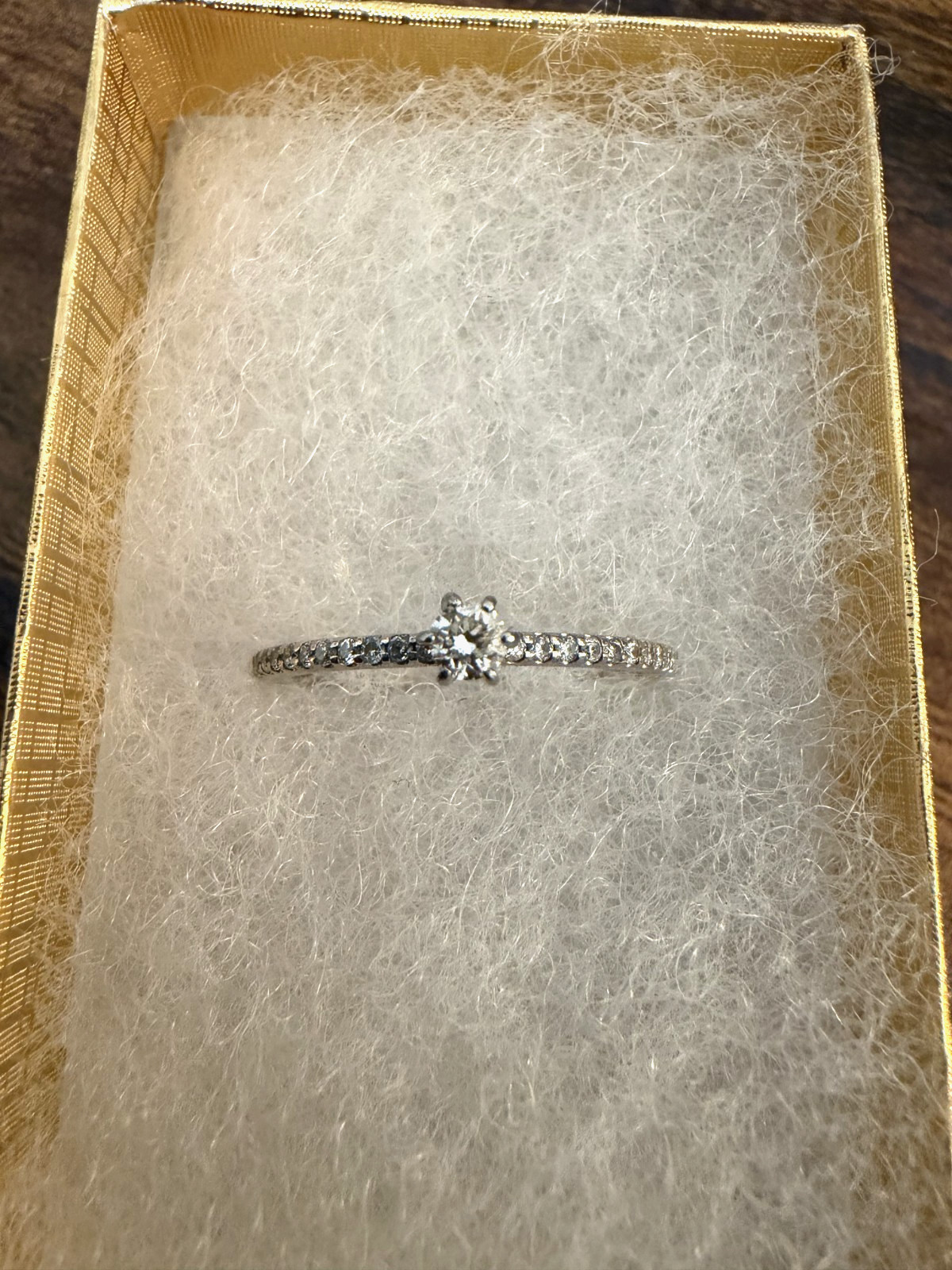 14K White Gold Diamond Ring Natural Solitaire w/ Accent Diamonds Size 6.5 – 1.6g