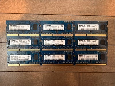 Elpida 2GB 1Rx8 PC3-12800S-11-10-B2 Laptop Memory RAM [Lot Of 9]