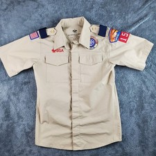 Boy Scouts of America Shirt Youth M Tan BSA Patches Button Middle Tennessee