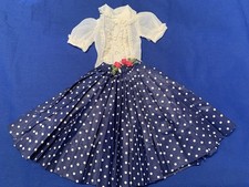 1956 Alexander Cissy Navy Blue Polka Dot Skirt  Sheer Blouse Both Tagged
