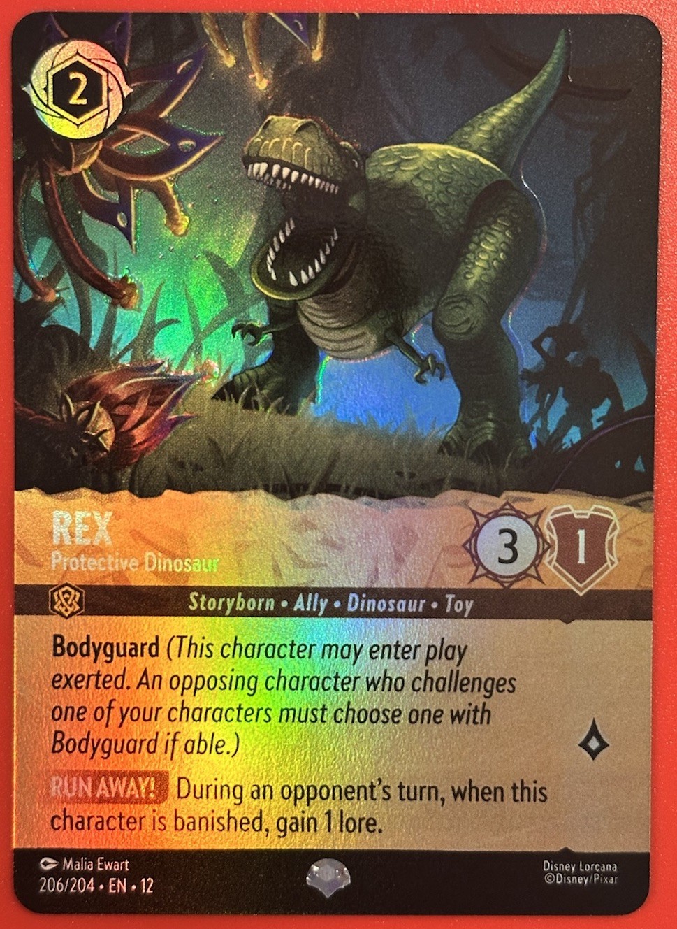 Rex Protective Dinosaur 206/204 Wilds Unknown Foil Epic Lorcana English NM