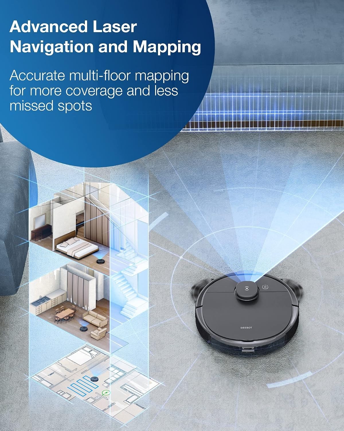  Deebot T8 Robot Vacuum Cleaner and Mop Cleaner, Precise Laser Navigation, Multi — image 3
