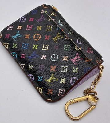 Louis Vuitton Monogram Pochette Cles Key Coin Case Geldbörse Multicolor