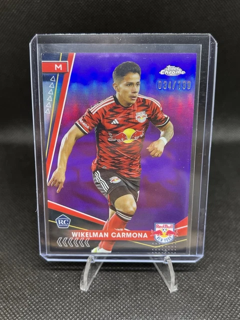 2024 Topps Chrome MLS Wikelman Carmona Purple Refractor /199 #139 Red Bulls