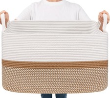 Large Woven Blanket Basket 21.6" x 14.9" x 11.8" Storage Baskets for Organizi...