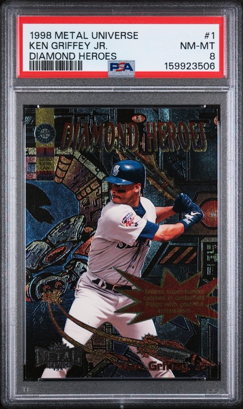 1998 Metal Universe Ken Griffey Jr #1 Diamond Heroes - PSA 8
