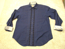 Robert Graham Long Sleeve Button Up Shirt Mens XL Flip Cuff Check Embroidered