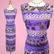 Vintage 90s Purple Ombré Paisley Floral Tank Dress Boho Fairy Sz Large