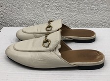 GUCCI Princetown White Leather Horsebit Mules Loafers Flats 36 EU 6 US BB24