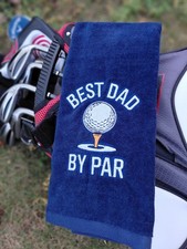 Father's Day embroidered golf bag towel, 100 COTTON, deep blue, FAST SHIPPING