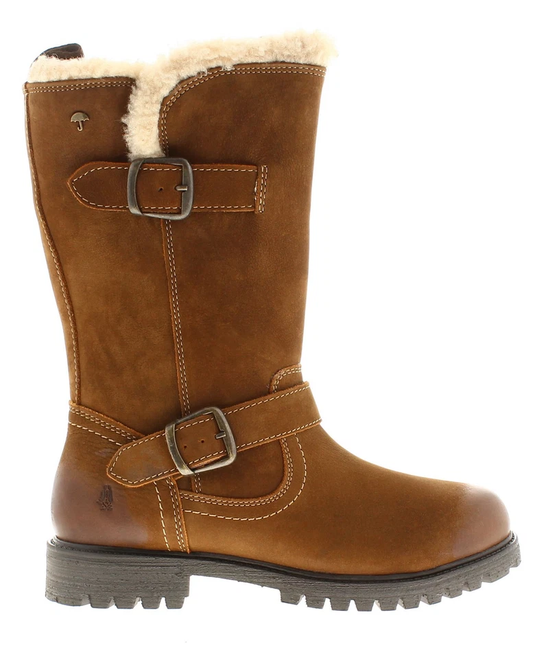 Hush Puppies Bottes Femme Long Winnie Imperméable En Daim Cuir Zip Tan Taille Uk - Photo 2/4